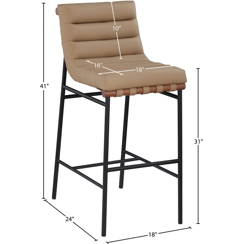 Pemberly Row Modern / Contemporary Tan Vegan Leather Bar Stool