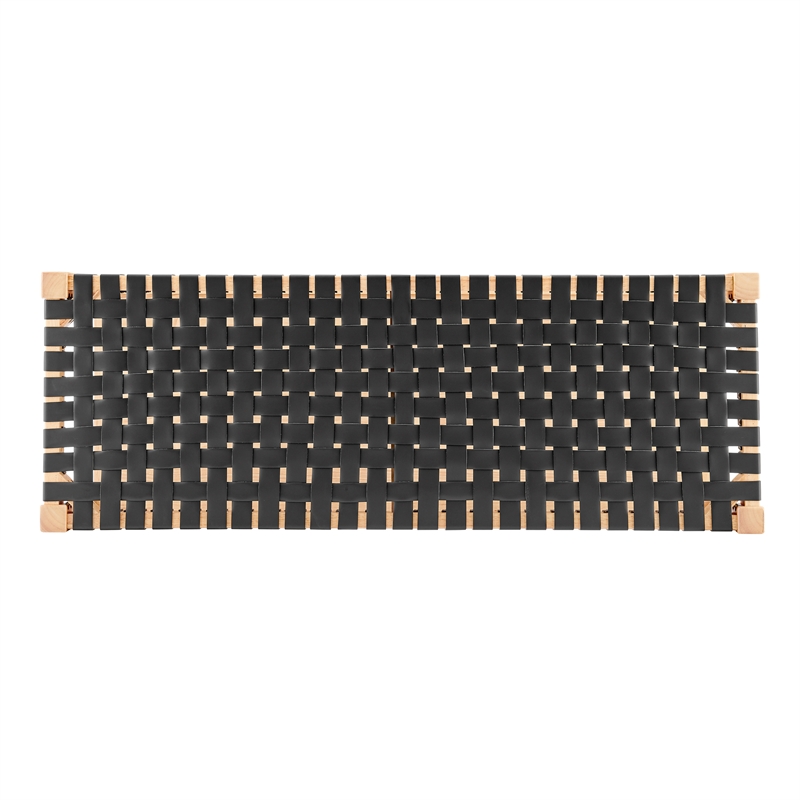 Pemberly Row Modern / Contemporary Faux Leather Bench in Black