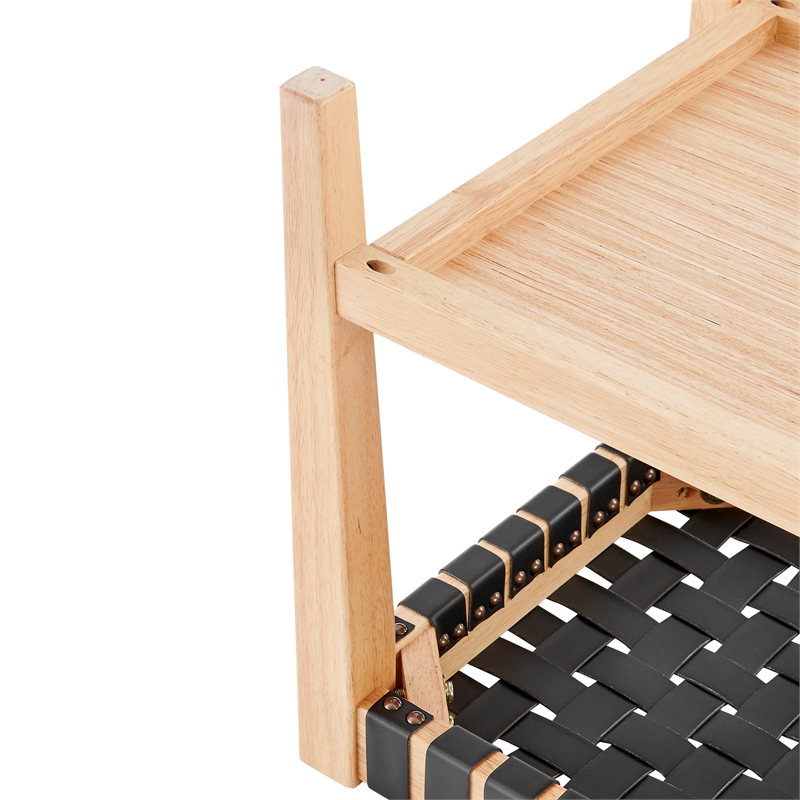 Pemberly Row Modern / Contemporary Faux Leather Bench in Black