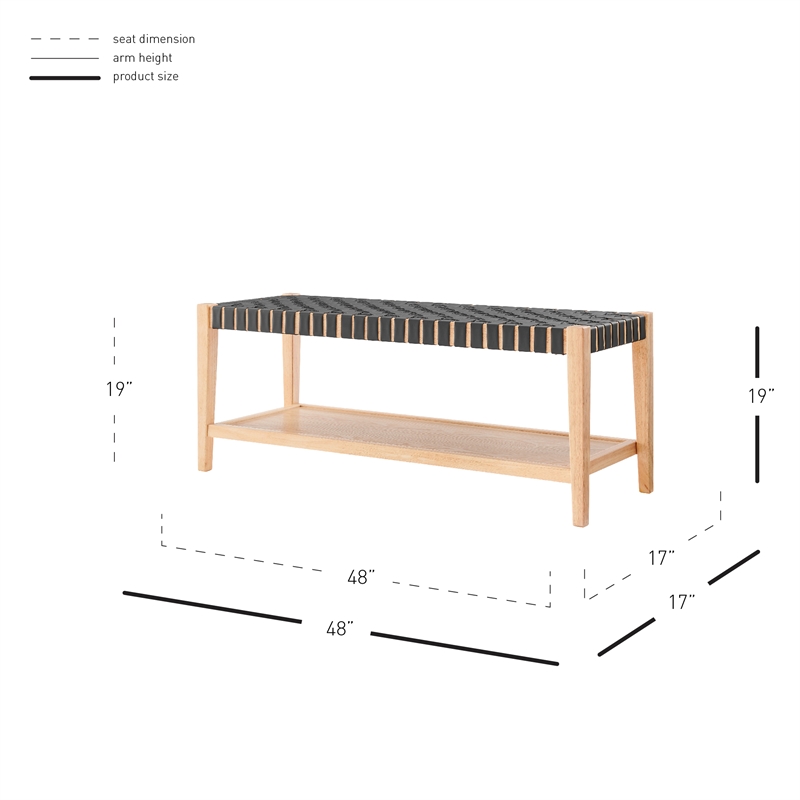 Pemberly Row Modern / Contemporary Faux Leather Bench in Black