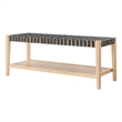Pemberly Row Modern / Contemporary Faux Leather Bench in Black