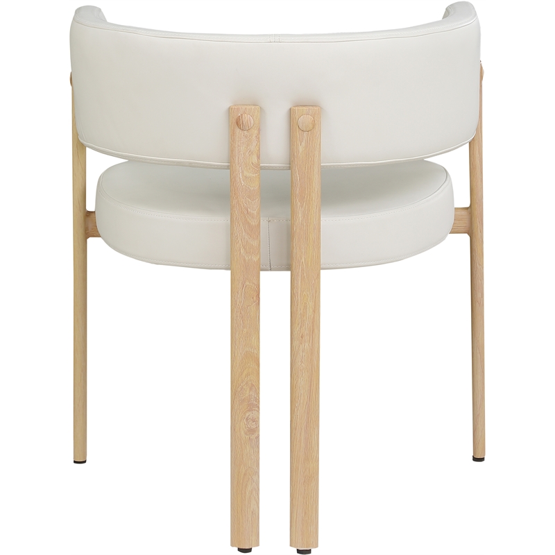 Pemberly Row Modern Cream Vegan Leather Dining Chair (Set of 2)