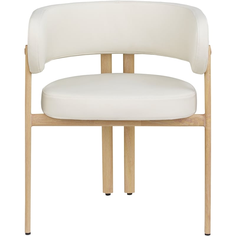 Pemberly Row Modern Cream Vegan Leather Dining Chair (Set of 2)