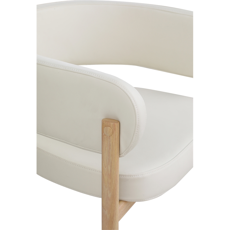 Pemberly Row Modern Cream Vegan Leather Dining Chair (Set of 2)