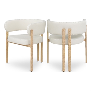 Pemberly Row Modern Cream Vegan Leather Dining Chair (Set of 2)