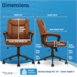 Pemberly Row Ergonomic Mid Back Desk Chair Bonded Leather Cognac