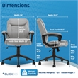 Pemberly Row Ergonomic Mid Back Desk Chair Fabric Light Gray