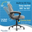Pemberly Row Ergonomic Mid Back Desk Chair Fabric Light Gray