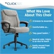 Pemberly Row Ergonomic Mid Back Desk Chair Fabric Light Gray