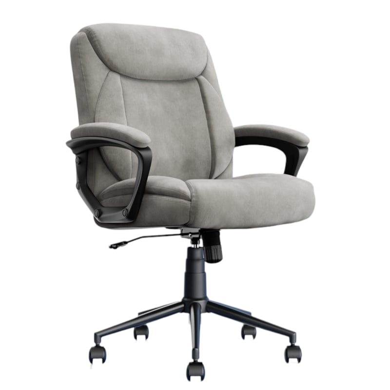 Pemberly Row Ergonomic Mid Back Desk Chair Fabric Light Gray