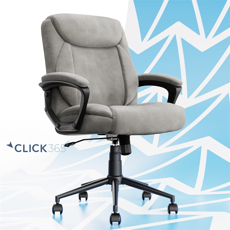 Pemberly Row Ergonomic Mid Back Desk Chair Fabric Light Gray