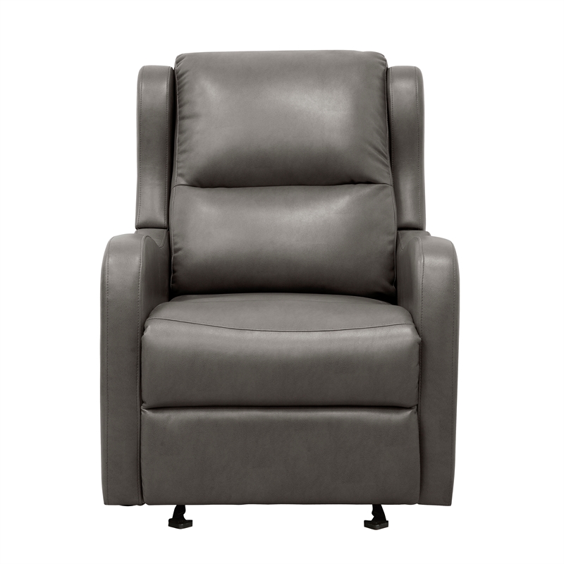 Pemberly Row Modern Faux Leather Glider Manual Recliner in Gray