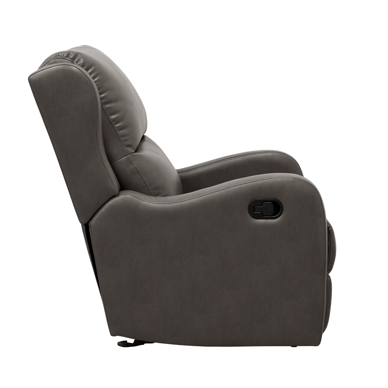Pemberly Row Modern Faux Leather Glider Manual Recliner in Gray