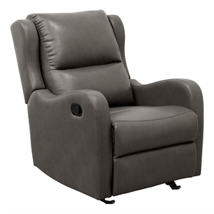 Pemberly Row Modern Faux Leather Glider Manual Recliner in Gray