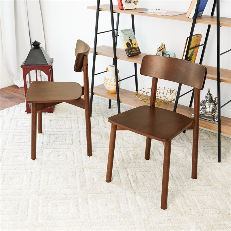 Pemberly Row Mid Century Modern Solid Wood Walnut Dining Chairs (Set of 2)