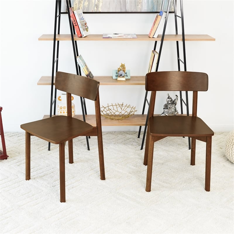 Pemberly Row Mid Century Modern Solid Wood Walnut Dining Chairs (Set of 2)