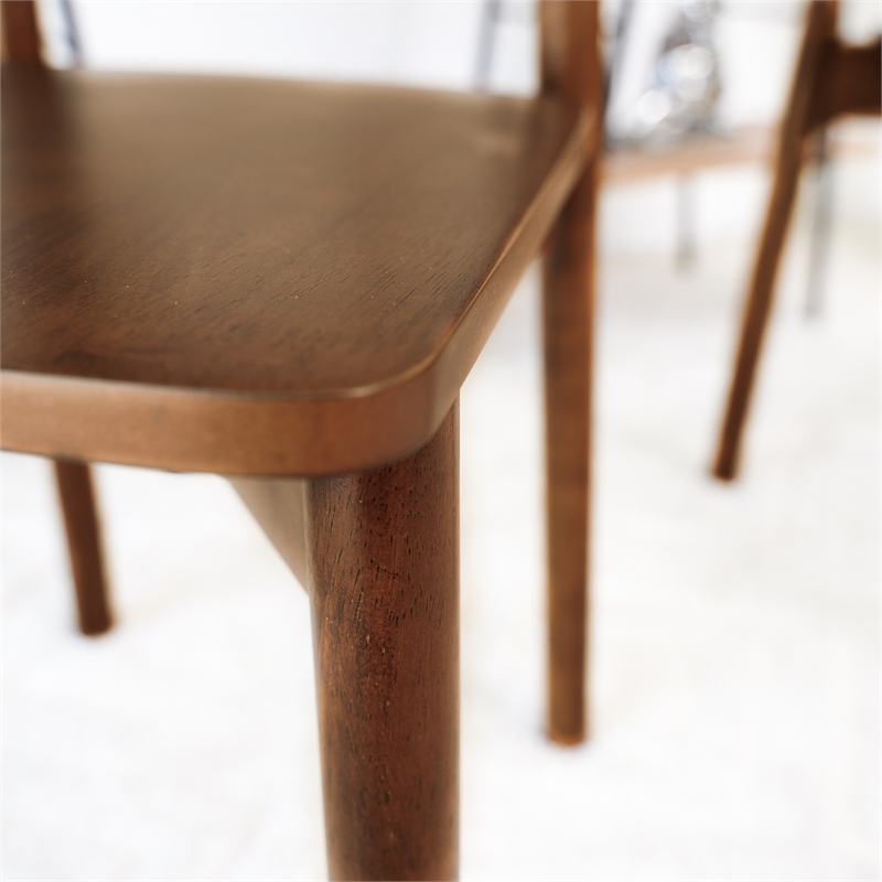Pemberly Row Mid Century Modern Solid Wood Walnut Dining Chairs (Set of 2)