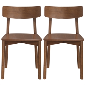 Pemberly Row Mid Century Modern Solid Wood Walnut Dining Chairs (Set of 2)