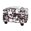 Pemberly Row Contemporary Storage Ottoman in Brown Cowhide Fabric
