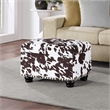 Pemberly Row Contemporary Storage Ottoman in Brown Cowhide Fabric
