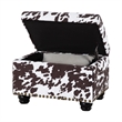 Pemberly Row Contemporary Storage Ottoman in Brown Cowhide Fabric