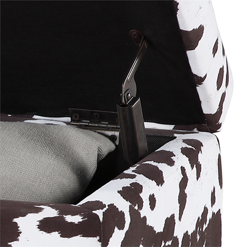 Pemberly Row Contemporary Storage Ottoman in Brown Cowhide Fabric