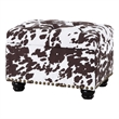 Pemberly Row Contemporary Storage Ottoman in Brown Cowhide Fabric