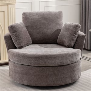 Pemberly Row Modern Extra Large Circular Swivel Chair in Gray