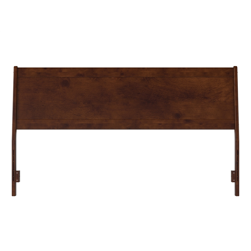 Pemberly Row Modern King Solid Wood Panel Headboard in Walnut