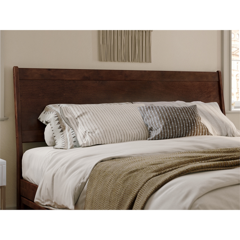 Pemberly Row Modern King Solid Wood Panel Headboard in Walnut
