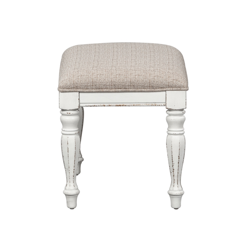 Pemberly Row Contemporary Magnolia Manor Accent Bench in White