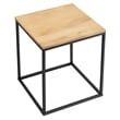 Pemberly Row Contemporary Square Wood and Metal Side Table in Oak
