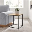 Pemberly Row Contemporary Square Wood and Metal Side Table in Oak