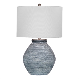 Pemberly Row Contemporary Transitional Table Lamp in Blue Stone