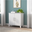 Pemberly Row Small Storage Cabinet with Doors and Shelves in White - Wood