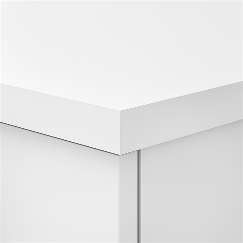 Pemberly Row Small Storage Cabinet with Doors and Shelves in White - Wood