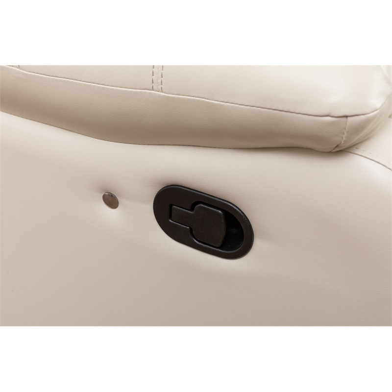 Pemberly Row Modern LED Faux Leather Reclining Sectional in White