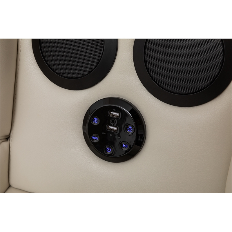 Pemberly Row Modern LED Faux Leather Reclining Sectional in White