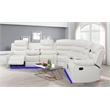 Pemberly Row Modern LED Faux Leather Reclining Sectional in White