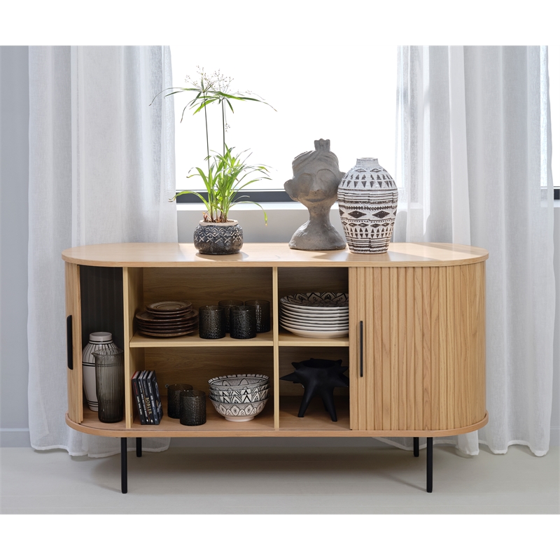 Pemberly Row Modern / Contemporary 2-Door Slideboad in Natural Oak