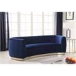 Pemberly Row Contemporary Transitional Velvet Sofa in Navy Finish