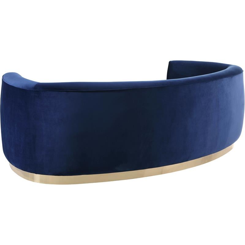 Pemberly Row Contemporary Transitional Velvet Sofa in Navy Finish