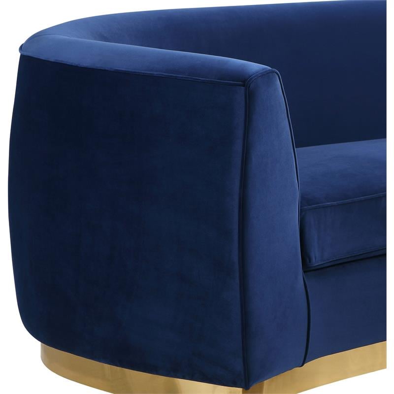 Pemberly Row Contemporary Transitional Velvet Sofa in Navy Finish