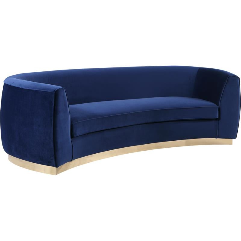 Pemberly Row Contemporary Transitional Velvet Sofa in Navy Finish