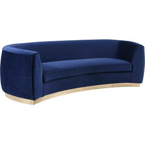 Pemberly Row Contemporary Transitional Velvet Sofa in Navy Finish