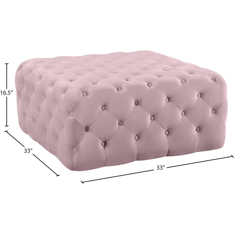 Pemberly Row Modern Button Tufted Pink Velvet Ottoman and Bench