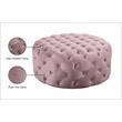 Pemberly Row Modern Button Tufted Pink Velvet Ottoman and Bench