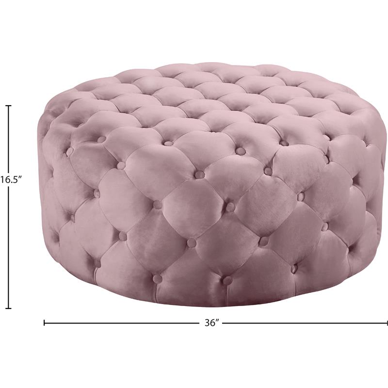 Pemberly Row Modern Button Tufted Pink Velvet Ottoman and Bench