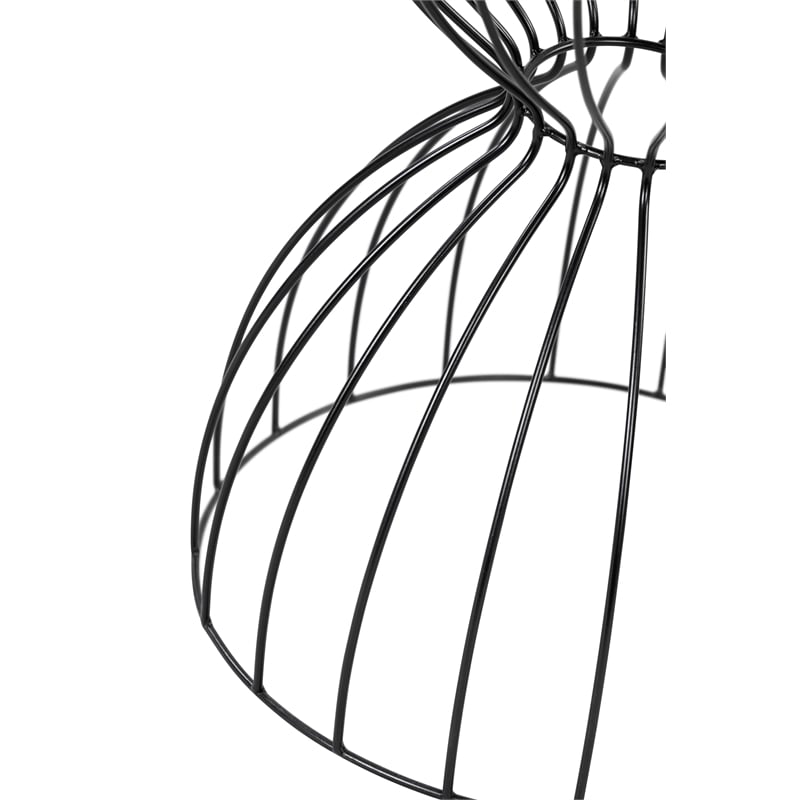 Pemberly Row Modern Hourglass End Table with Metal Top for Bedroom Black