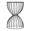 Pemberly Row Modern Hourglass End Table with Metal Top for Bedroom Black
